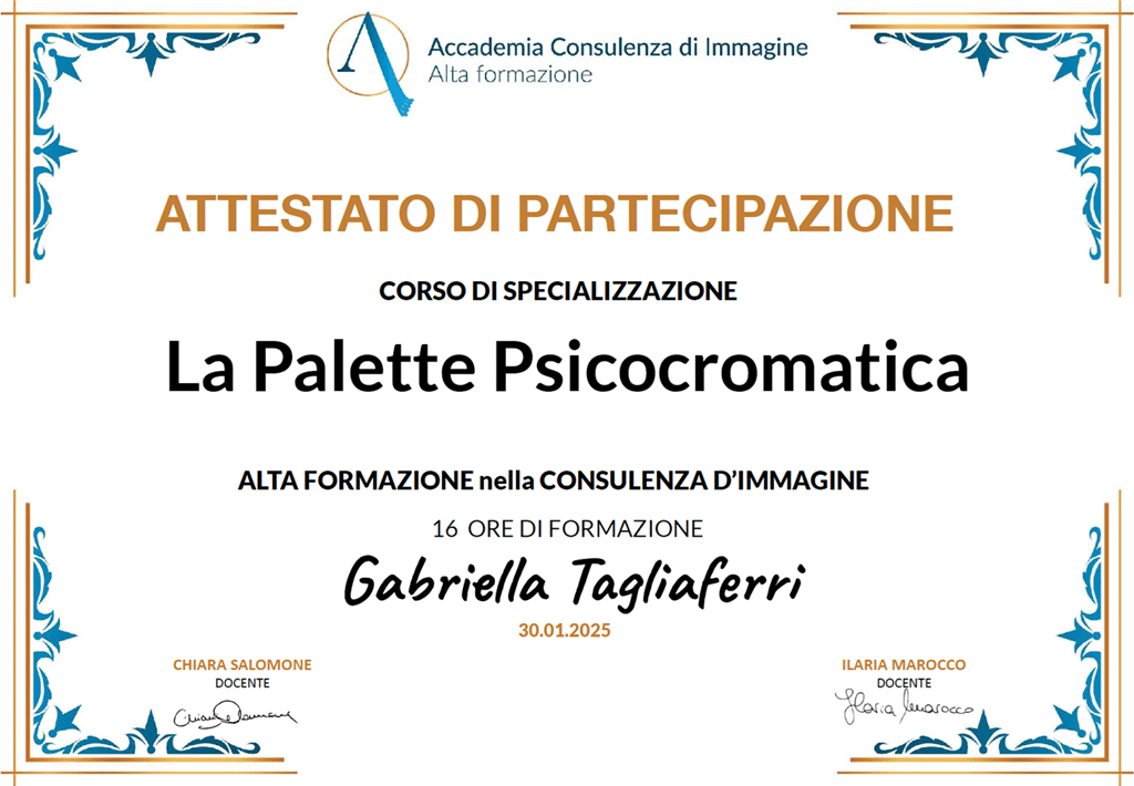 La Palette Psicocromatica Diplôme de MASTER en psychologie de la mode