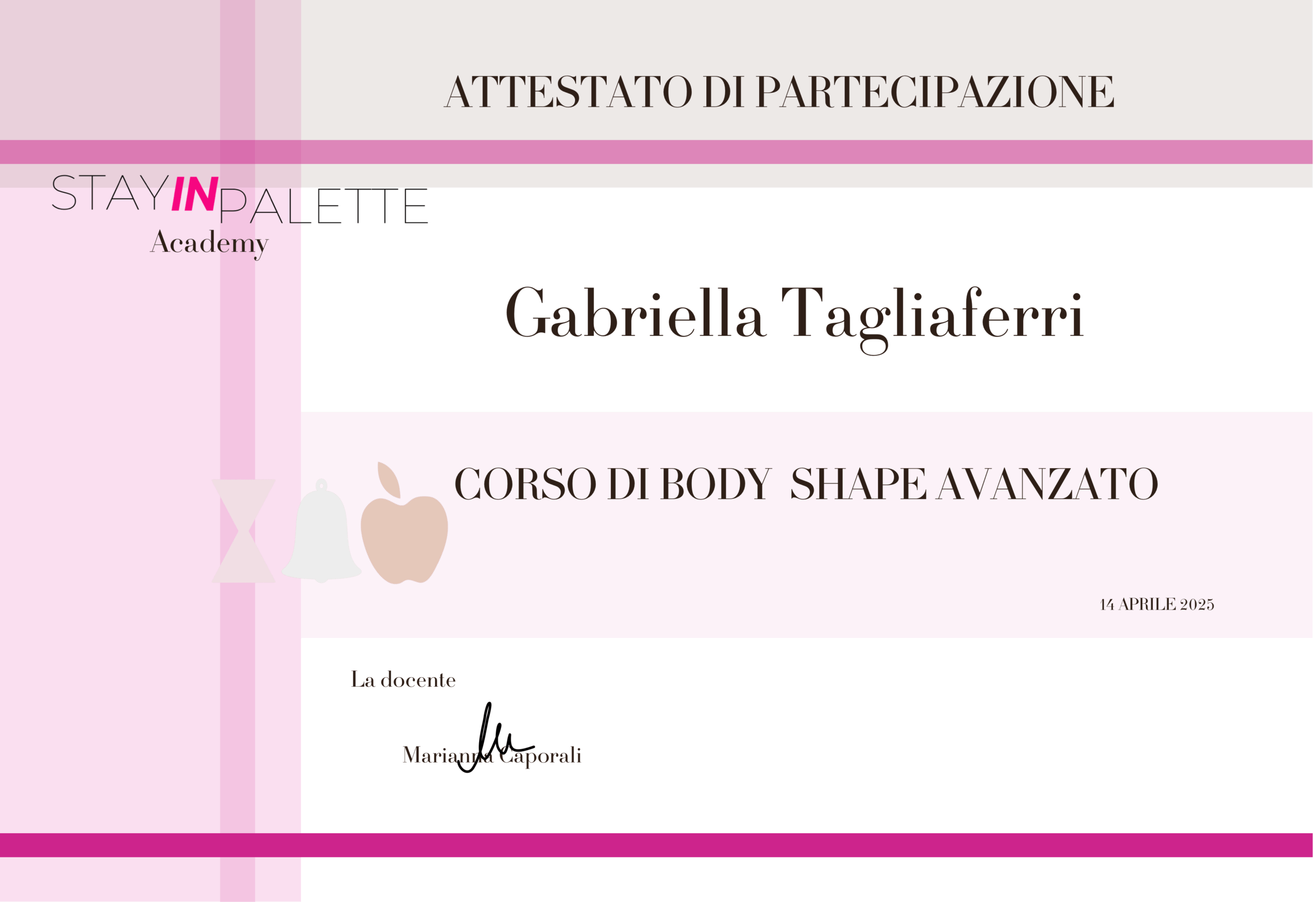 ATTESTATO - Corso di Body Shape Adv