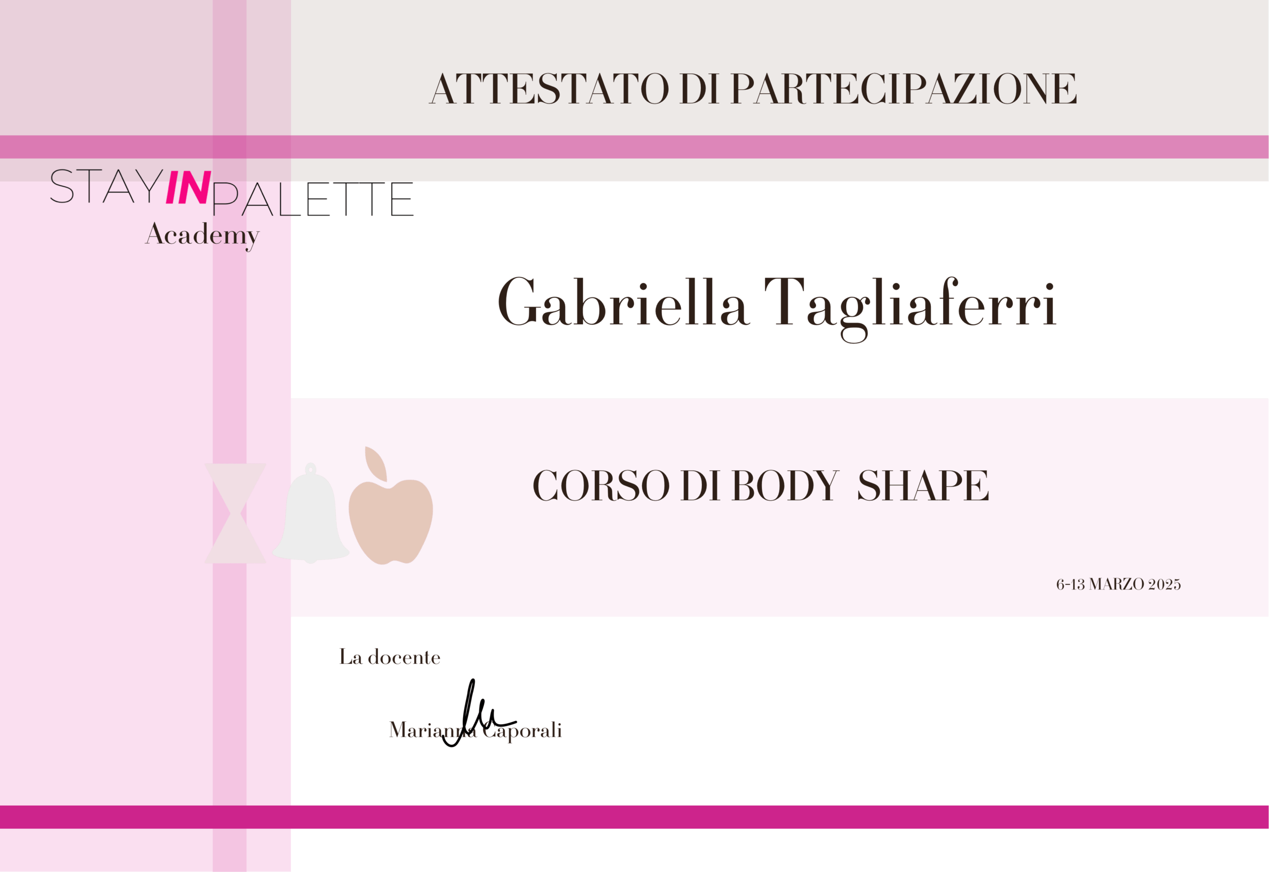 ATTESTATO - Corso di Body Shape Base